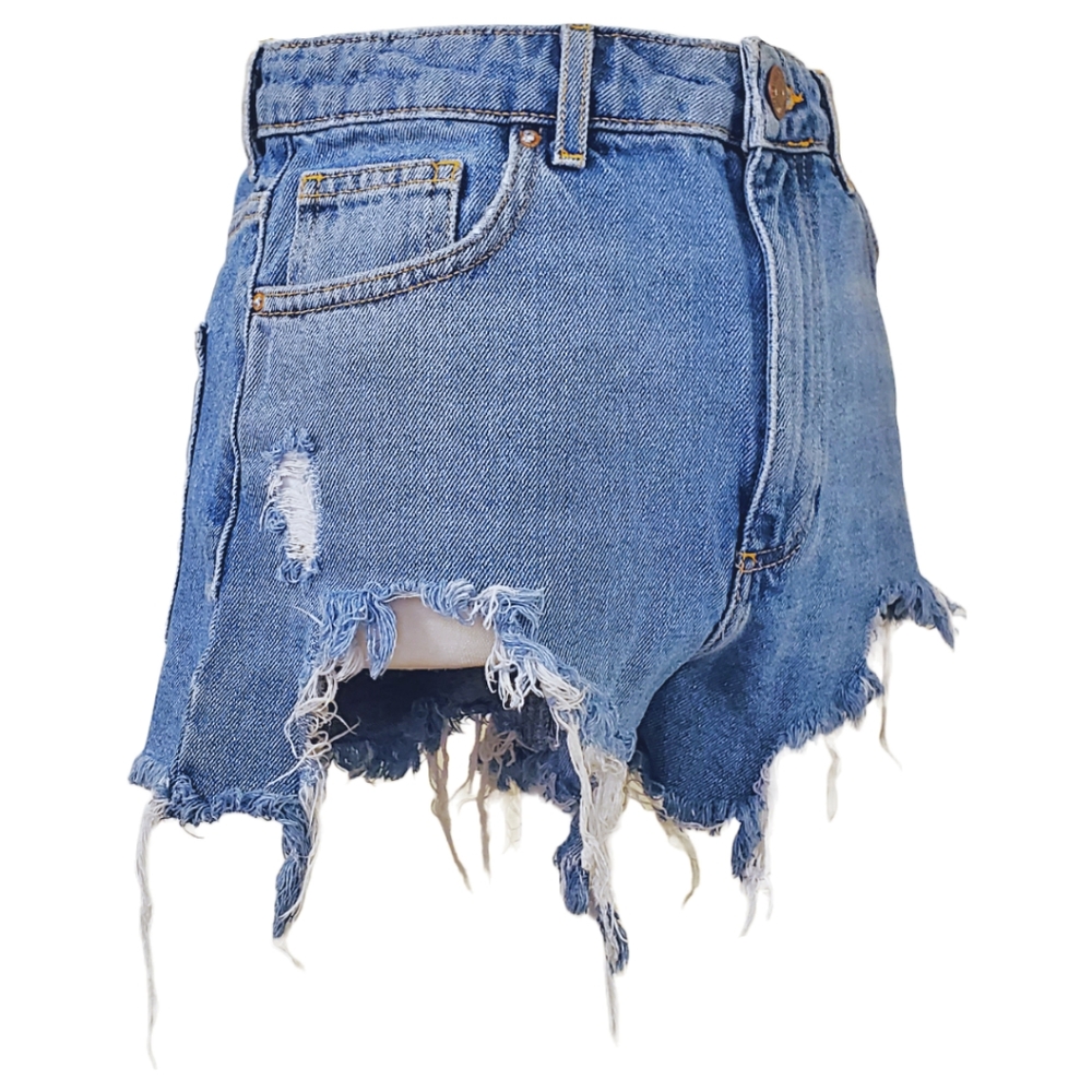High Waist Distressed Denim Shorts